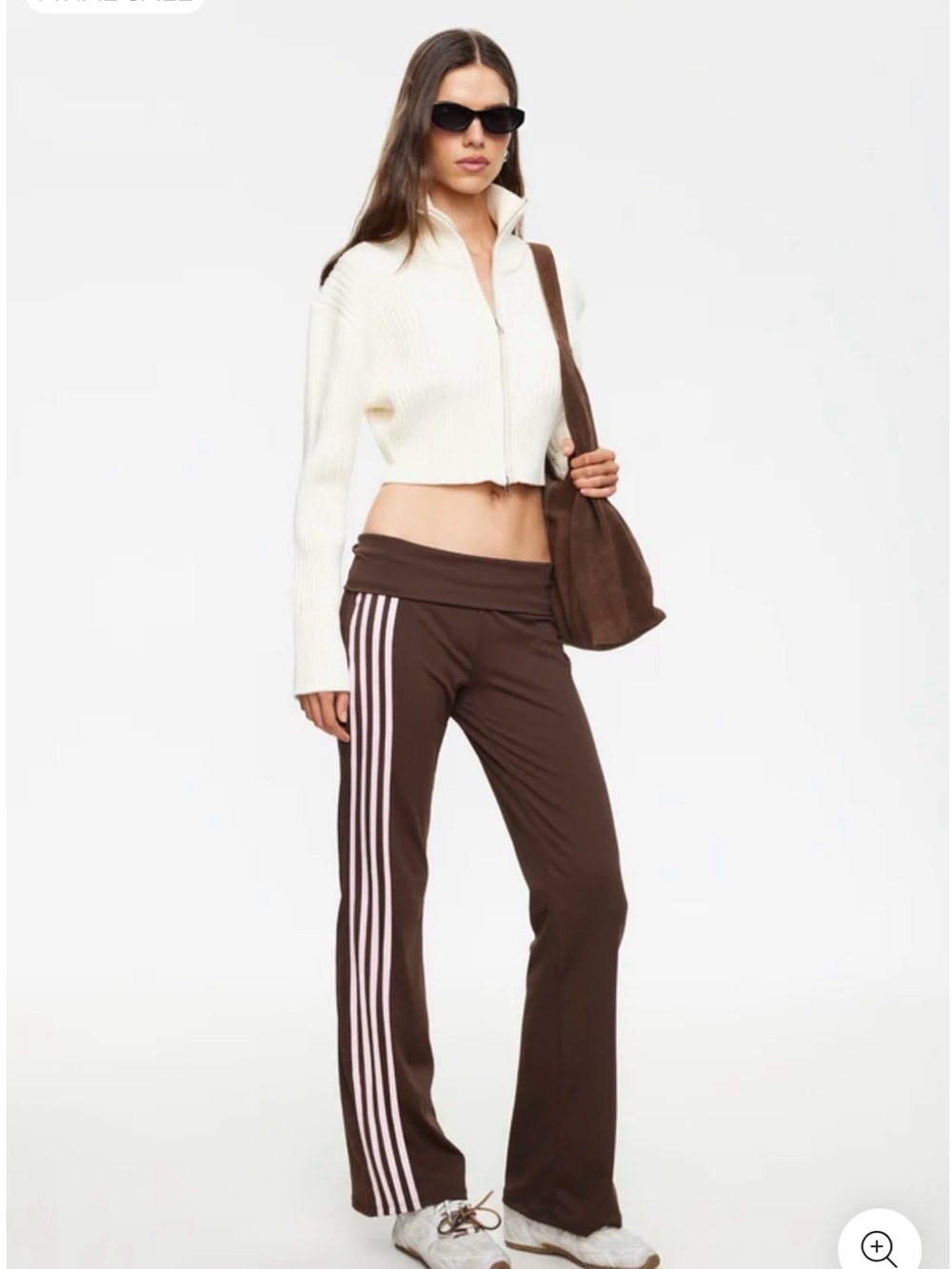 Lioness Layover Brown Track Pants with Pink Side Stripes